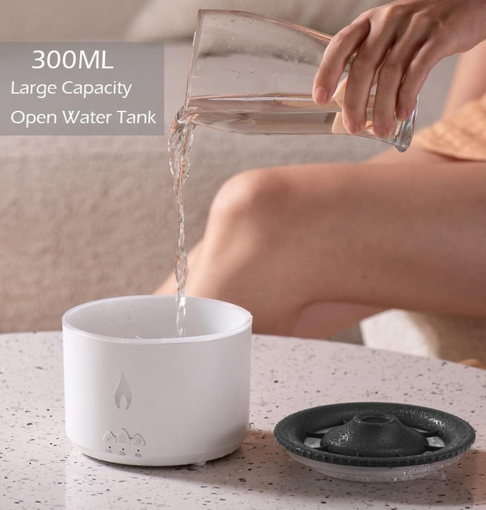 300Ml Ultrasonic Volcano Flame Humidifier Original Flame Diffuser Volcano Lamp Aroma Diffuser for Essential Oils Diffusers, Small Fireplace Humidifier Fire Oil Diffuse for Home Large Room Kids Bedroom