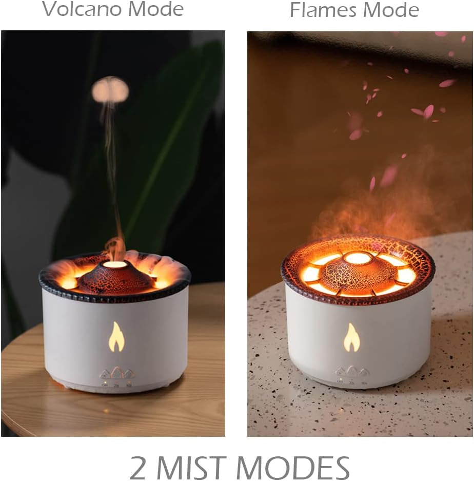 300Ml Ultrasonic Volcano Flame Humidifier Original Flame Diffuser Volcano Lamp Aroma Diffuser for Essential Oils Diffusers, Small Fireplace Humidifier Fire Oil Diffuse for Home Large Room Kids Bedroom